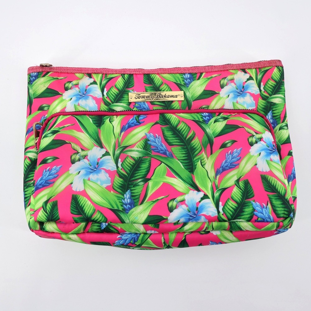 Tommy Bahama Tropical Floral Toiletry Cosmetic Travel Bag Pink Womens